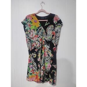 Lauren Ralph Lauren Womens Size 8 Dress Cap Sleeve Shift Paisley Floral V Neck